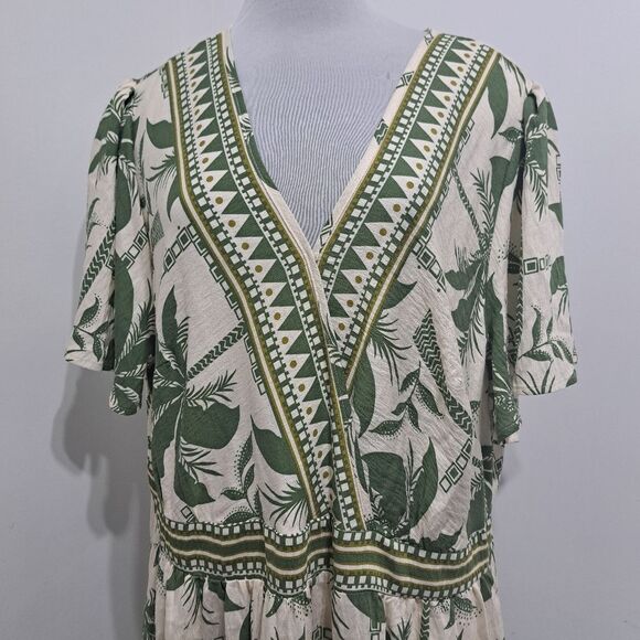 BloomChic  Tropical Palm Print Boho Chic Midi Dress Size 22-24 Multi-Color NWT - Picture 11 of 17